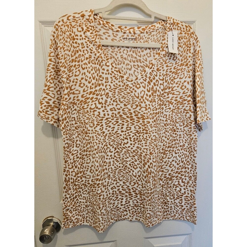 Lane Bryant Animal Print Short Sleeve V-Neck Tee Size 10/12